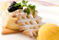 デザート-パッションフルーツのムースマンゴーアイスクリーム
